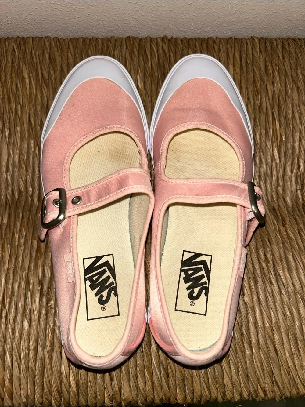 Vans Pink Canvas Mary Jane Strap Flats
